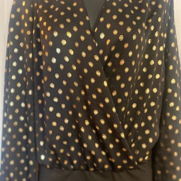 “ZARA” Gold Polka Dot Wrap Blouse BodySuit - Picture 7 of 16